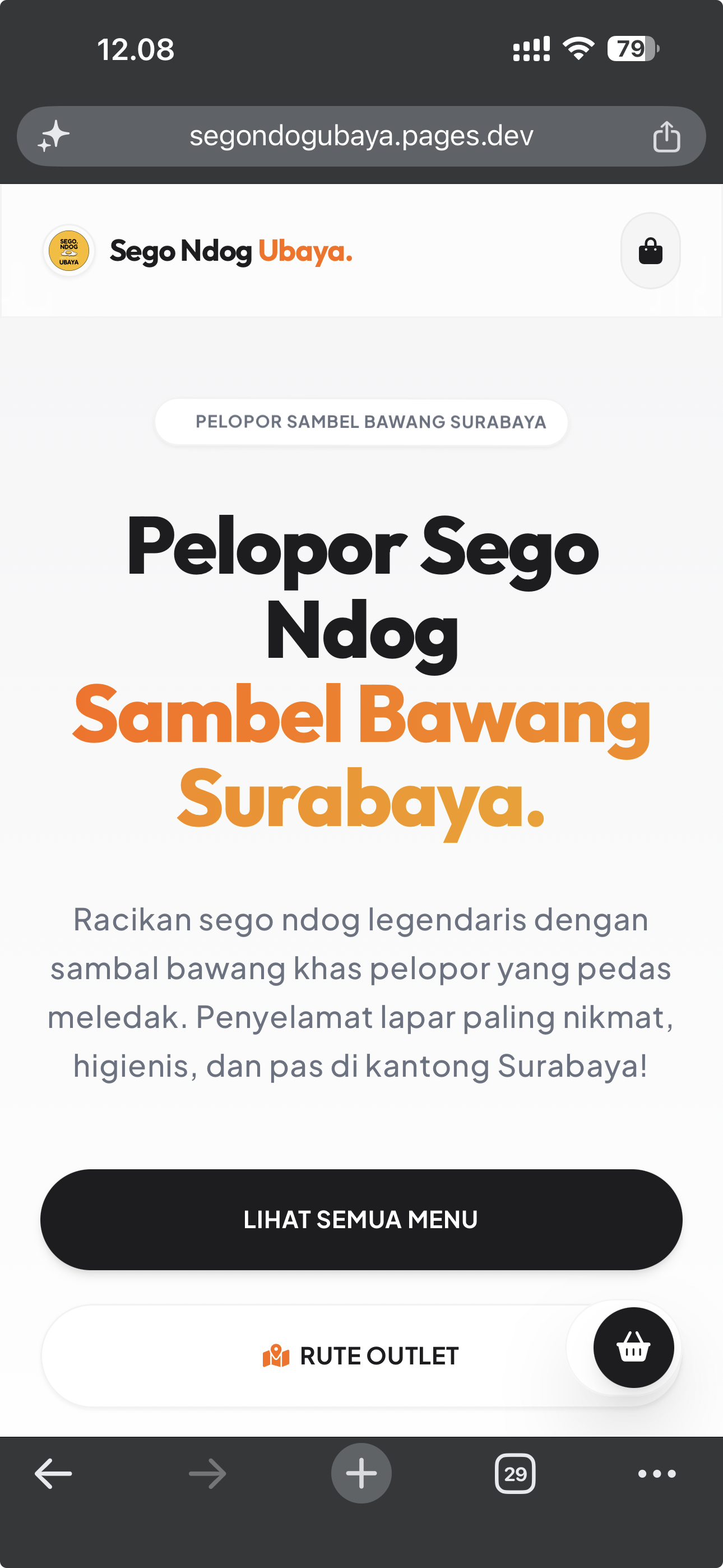 Sego Ndogo Ubaya Web Order